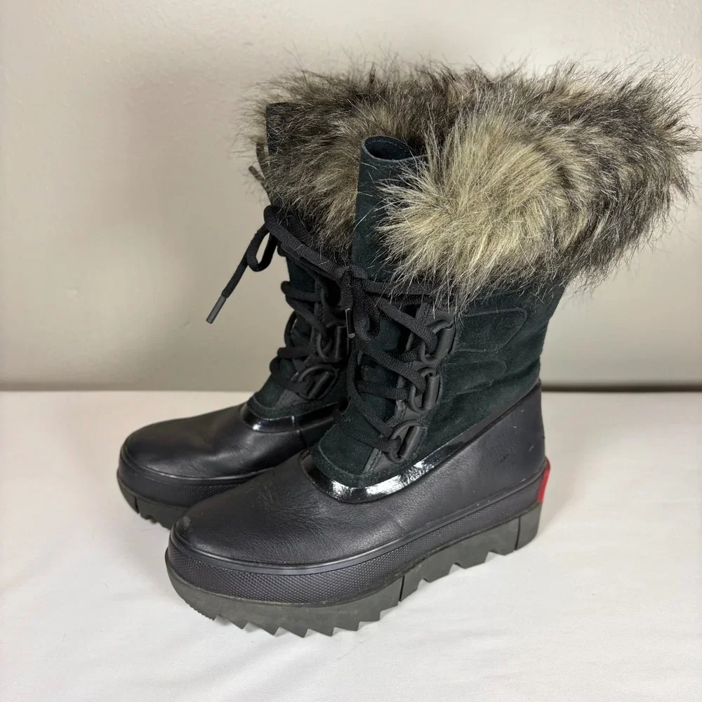 Sorel Joan of Arctic Next Lite Waterproof‎ Boots Black Faux Fur NL3367-010 5.5